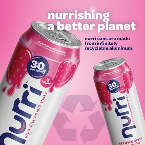 Nurri - 30g Protein Ultra Filtered Milk Shake – Strawberry - Lactose Free, Low Sugar, 150 Calories, 10 Vitamins and Minerals - 11 Fl Oz, 10 Cans thumbnail