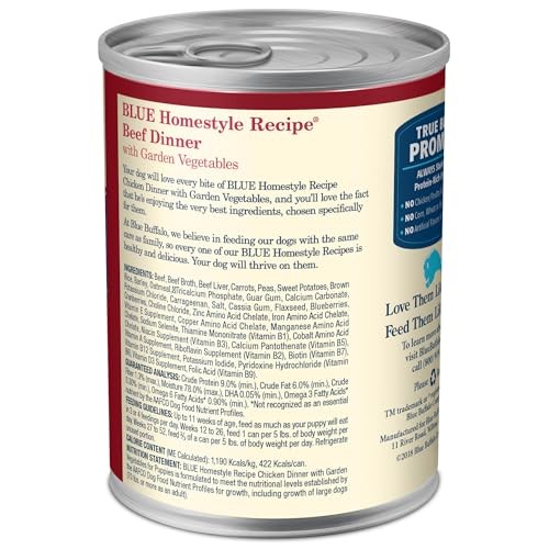 Blue Buffalo Homestyle Recipe Beef Dinner with Garden Vegetables Wet Dog Food for Adult Dogs, Chicken Recipe, 12.5 Oz. Cans, 3 Count thumbnail