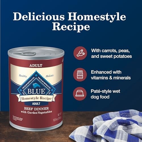 Blue Buffalo Homestyle Recipe Beef Dinner with Garden Vegetables Wet Dog Food for Adult Dogs, Chicken Recipe, 12.5 Oz. Cans, 3 Count thumbnail