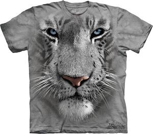 White Tiger Face Adult T-Shirt by the Mountain - 10-3252