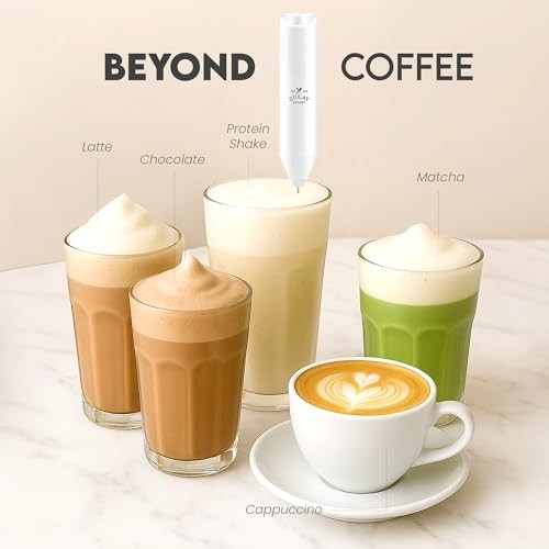 Zulay Kitchen Powerful Milk Frother AA Batteries Included – Ultra Fast Handheld Drink Mixer with Stainless Steel Whisk Stirrer for Coffee, Protein,  thumbnail