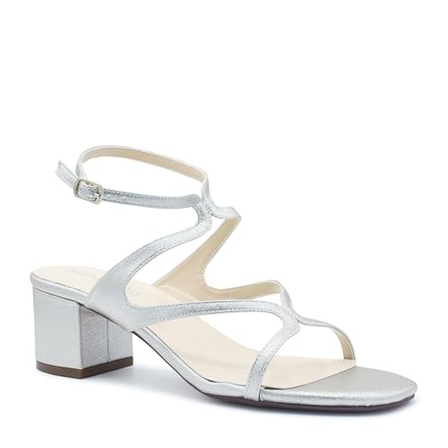 Men's Touch Ups Cora Sandals Silver Adjustable Ankle Strap Block Heel HAWK3053
