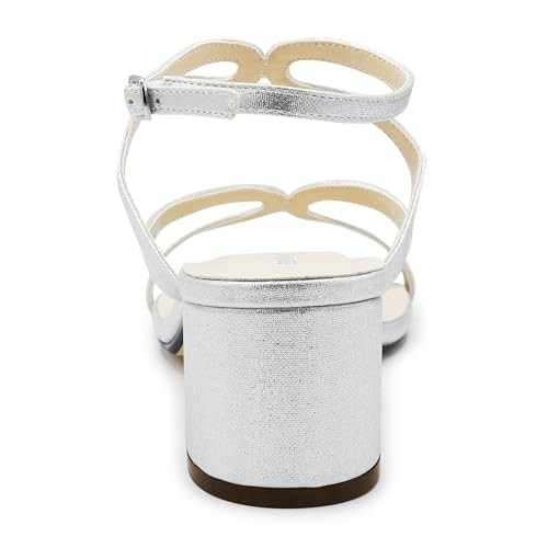 Men's Touch Ups Cora Sandals Silver Adjustable Ankle Strap Block Heel HAWK3053 thumbnail