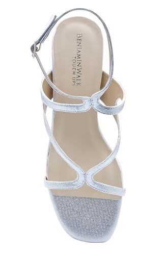 Men's Touch Ups Cora Sandals Silver Adjustable Ankle Strap Block Heel HAWK3053 thumbnail