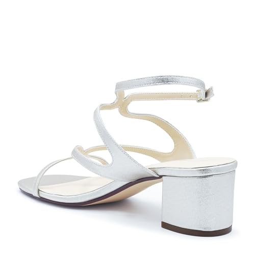 Men's Touch Ups Cora Sandals Silver Adjustable Ankle Strap Block Heel HAWK3053 thumbnail