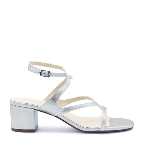 Men's Touch Ups Cora Sandals Silver Adjustable Ankle Strap Block Heel HAWK3053 thumbnail
