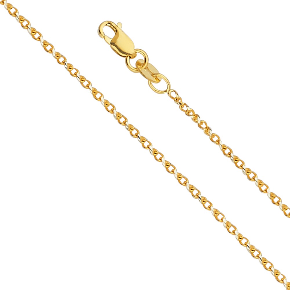 CH-0516-180 18 in. 14K Yellow Gold 1.3 Mm Thin & Dainty Round Twisted Cable Chain