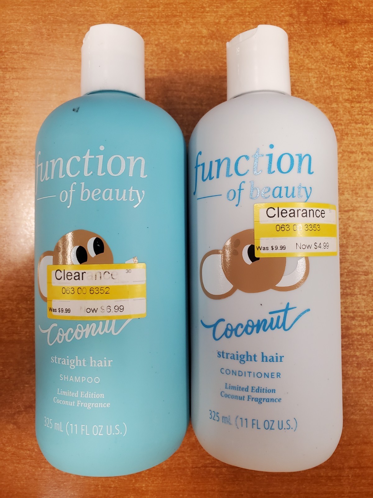 2Pk: Function of Beauty Straight Hair COCONUT Shampoo/Conditioner (7681/7698) 5E