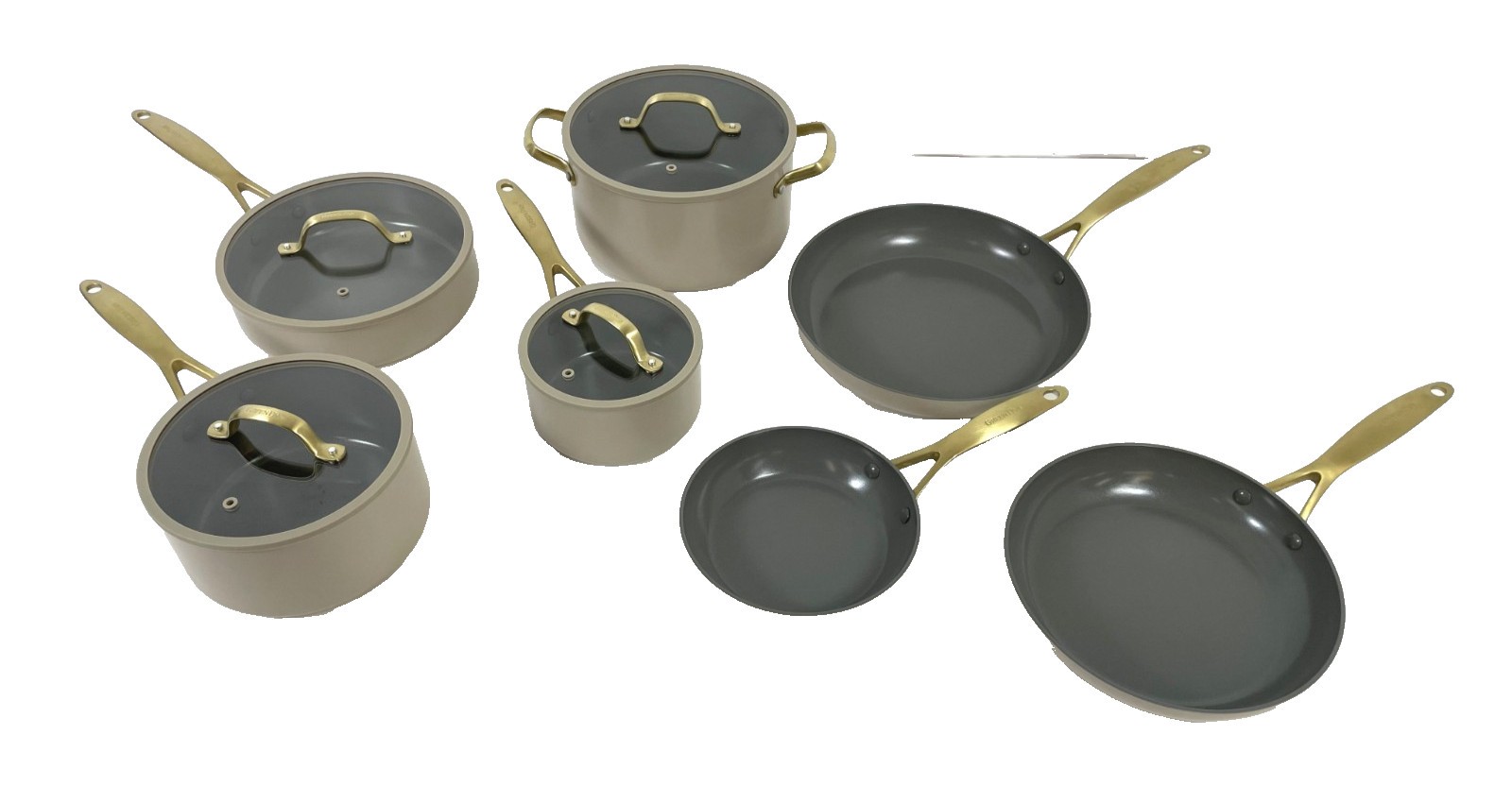 GreenPan Jewel Pro 11-Piece Cookware Set Hard Anodized Nonstick Taupe - CLEAN