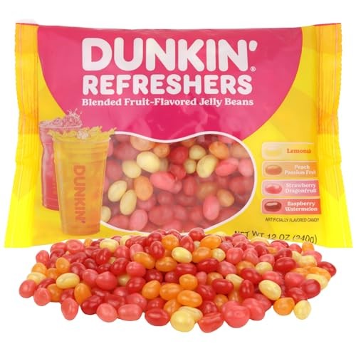 Dunkin' Refreshers Jelly Beans, Assorted Fruit Flavored Candies, Easter Egg Fillers or Basket Stuffer Treats, 12 Ounces