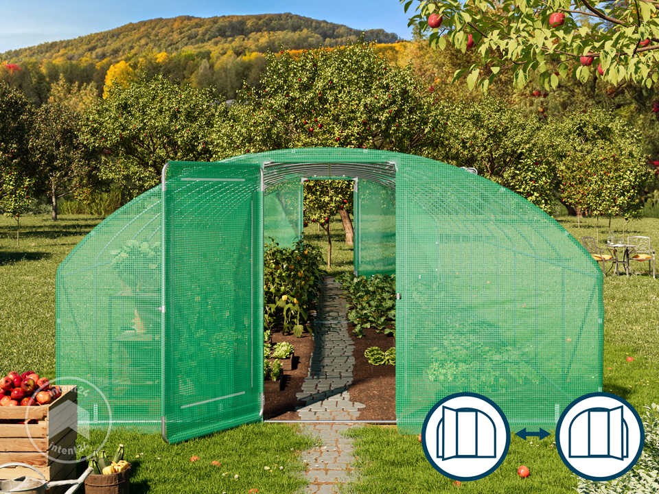 Serre Tunnel Premium Toolport 4x10m Avec Porte Pivotante, Bâche Pe 180 G/m² Vert Transparent thumbnail