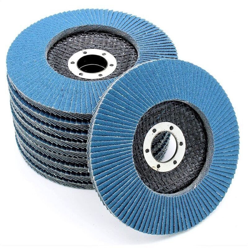 Ensemble De 10 Compartiments Disques Abrasifs En Inox De 125 Mm, Grain 100, Couleur Bleu - La Solution Parfaite En Disques À Lamelles Pour Un Polissa