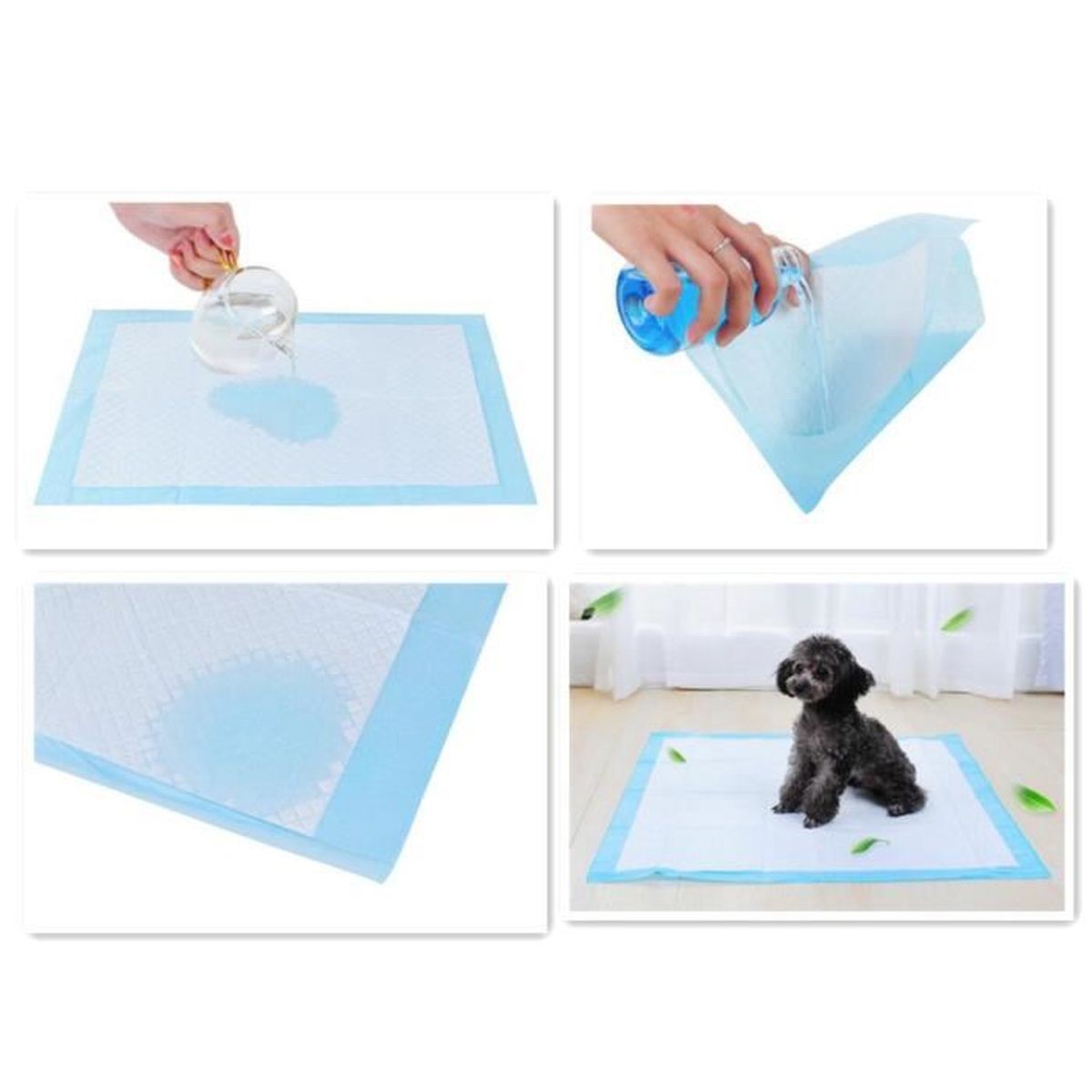 Lot De 100 Tapis Educateurs Pour Chiens Tapis Absorbant Jetable Pour Apprentissage De La Propreté D'animaux S/3345cm Bleu thumbnail