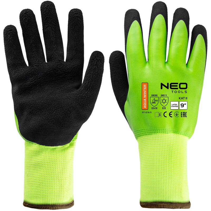 Gants De Travail Isolants, Polyester Enduit De Latex (2 Couches), 3241x, Taille 9
