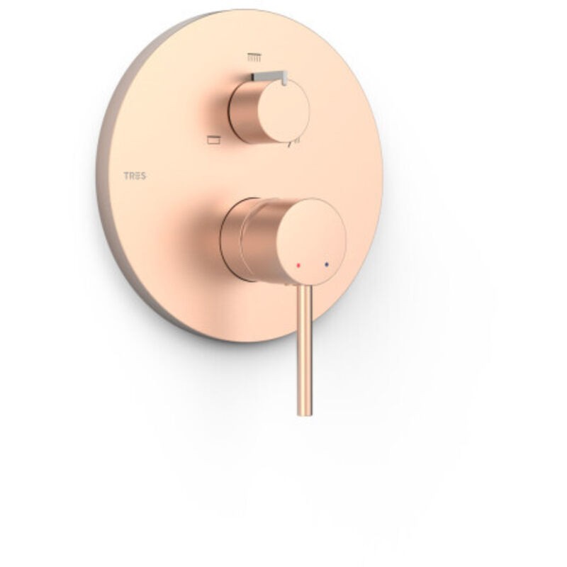 Mitigeur Douche Pour Boîtier Encastré Rapid‑box 3 Voies or Rose Mat 24k - Tres 26227310opm