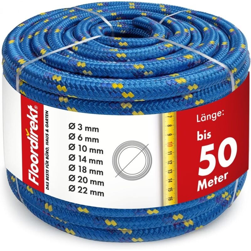 Corde Structure Tressée, Résistance À La Traction K2 Bleu-jaune Diamètre: 22 Mm Longueur: 100 M