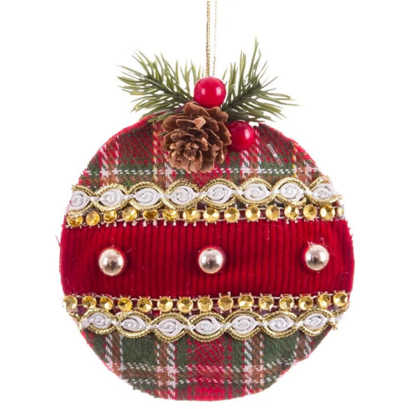 Décoration Sapin De Noël Classique Boule Tissu 9x4x11cm