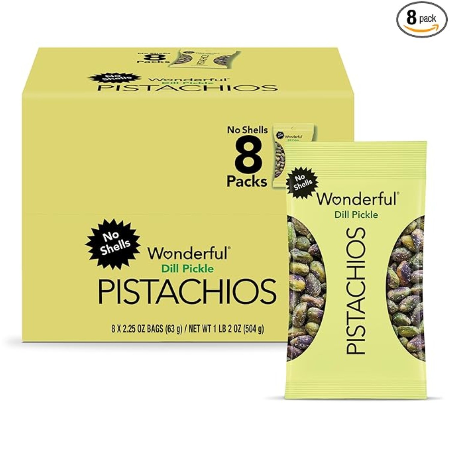 Wonderful Pistachios No Shells, Dill Pickle Flavored Nuts, 2.25 Ounce Bag (Pack thumbnail