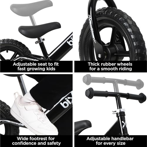 Bixe Balance Bike - 30.5 Cm (12) Training Bikes for Kids and Toddlers - 1.8kg (4lbs) Kids' Balance Bike - Children Ages 3, 4, 5 - No Pedal Push Bicyc