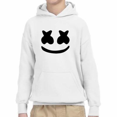 Trendy USA 1136 - Youth Hoodie Marshmello DJ Smiley Face Unisex Pullover Sweatshirt Large White