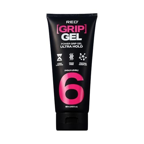 Red by Kiss Power Grip Gel – Long-Lasting Hold, Frizz-Free, High Shine, Protein Complex, Edge Control & Curl Definition (Ultra Hold, 5 Oz)