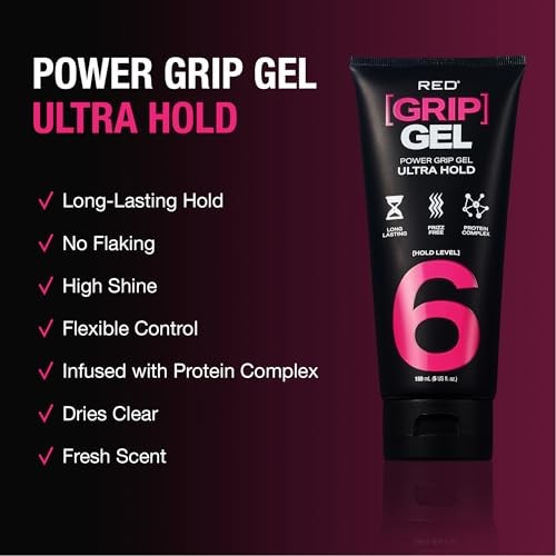 Red by Kiss Power Grip Gel – Long-Lasting Hold, Frizz-Free, High Shine, Protein Complex, Edge Control & Curl Definition (Ultra Hold, 5 Oz) thumbnail