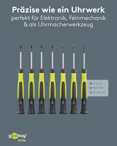 Goobay Precision Screwdriver Set 7 Pieces - Magnetic & Ergonomic; Precision Mechanic Tool for Electronics, Watchmakers & Model Making - Chrome Vanadiu thumbnail