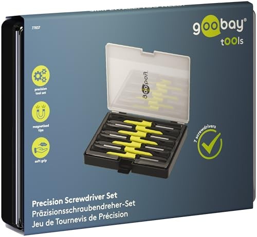 Goobay Precision Screwdriver Set 7 Pieces - Magnetic & Ergonomic; Precision Mechanic Tool for Electronics, Watchmakers & Model Making - Chrome Vanadiu thumbnail