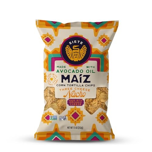 Siete Family Foods Three Cheese Nacho Maiz Tortilla Chips, 7.5 Ounce
