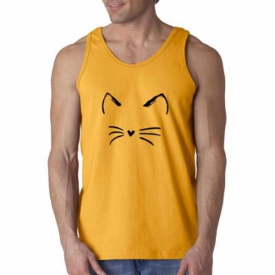 Trendy USA 1128 - Men's Tank-Top Cat Whiskers Silhouette Heart Nose Medium Gold