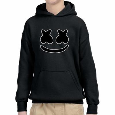 Trendy USA 1136 - Youth Hoodie Marshmello DJ Smiley Face Unisex Pullover Sweatshirt Medium Black