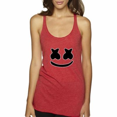 Trendy USA 1136 - Women's Tank-Top Marshmello DJ Smiley Face XS Red