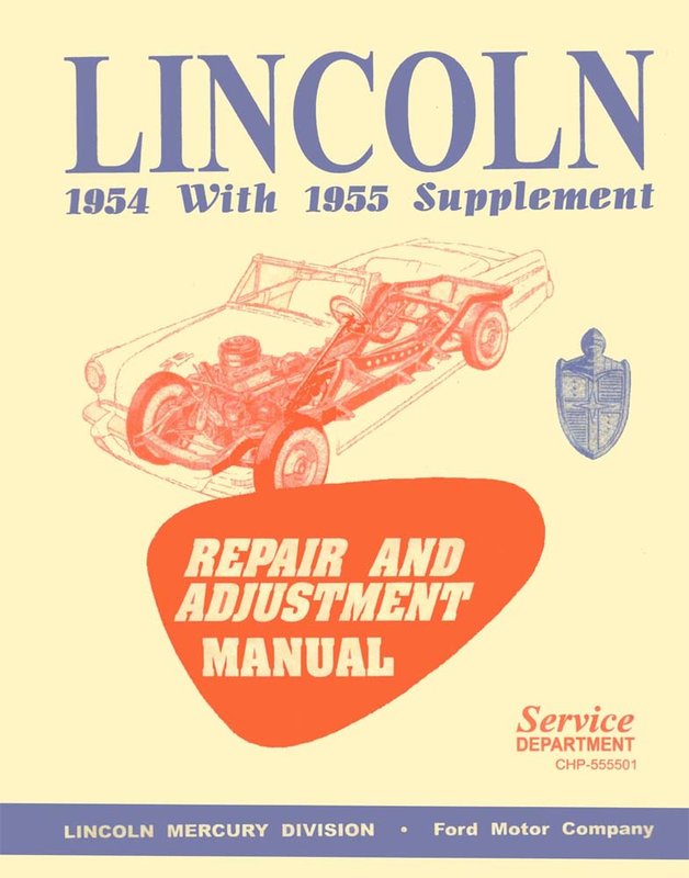 Bishko OEM Repair Maintenance Shop Manual Bound for Lincoln All Models 1954 - 1955