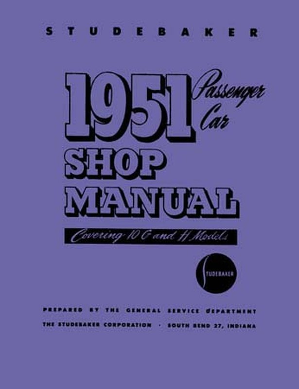 Bishko OEM Repair Maintenance Shop Manual Bound for Studebaker All Models 1951