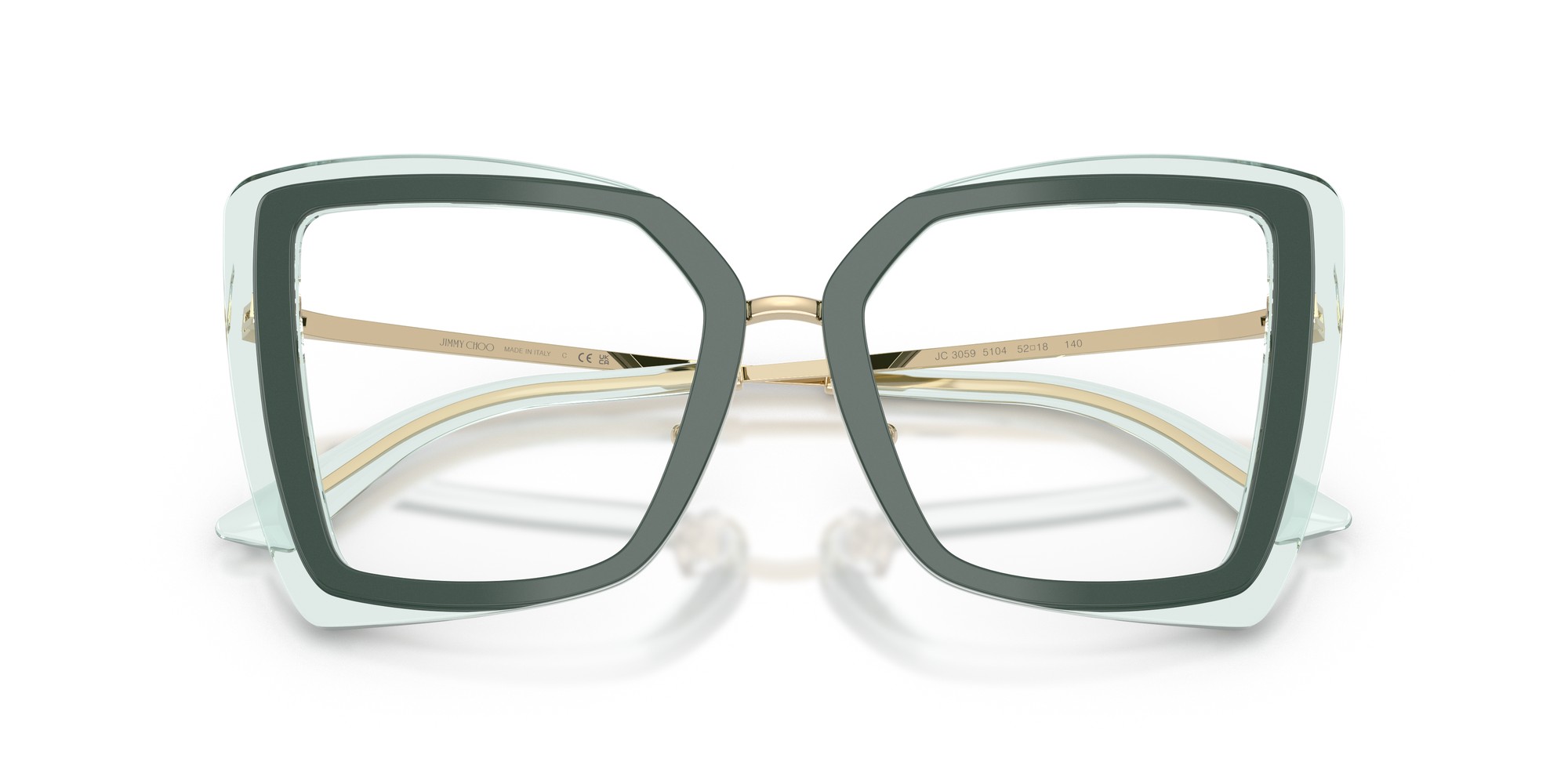 Jimmy Choo Nainen Jimmy Choo JC3059 5104 Optiset Kehykset Asetaatti Vihreä Läpinäkyvä Perhonen Normaali thumbnail