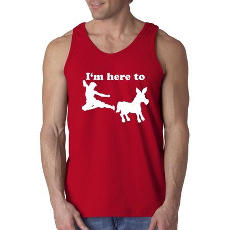 Trendy USA 1229 - Men's Tank-Top I'm Here to Kick Ass Karate Donkey 3XL Red