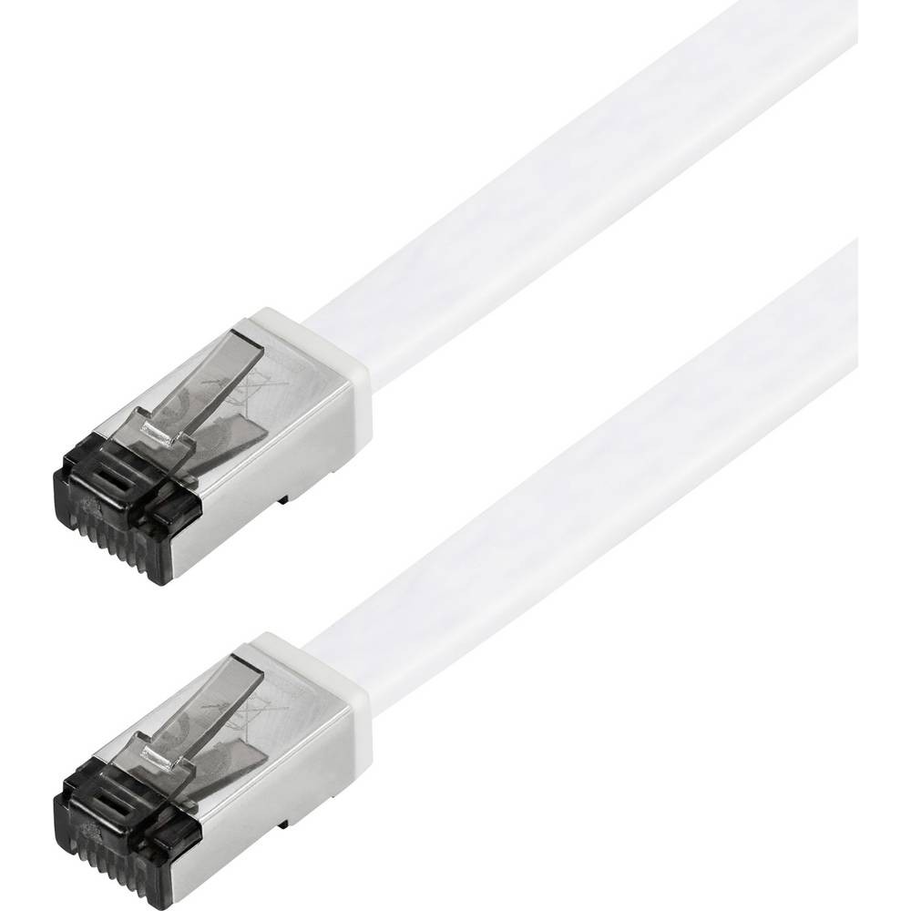 Maxtrack TI56-10L RJ45 Netzwerkkabel, Patchkabel CAT 8.1 U/FTP 10 M Weiß Flach 1 St