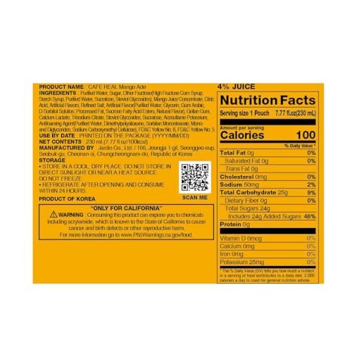 ROASTIQUE Official Cafe Real Mango - Flavored Juice Drink Pouch Tropical Juicy Ade Korean Convenience Store Drinks 7.77 Fl Oz (Pack of 10) thumbnail