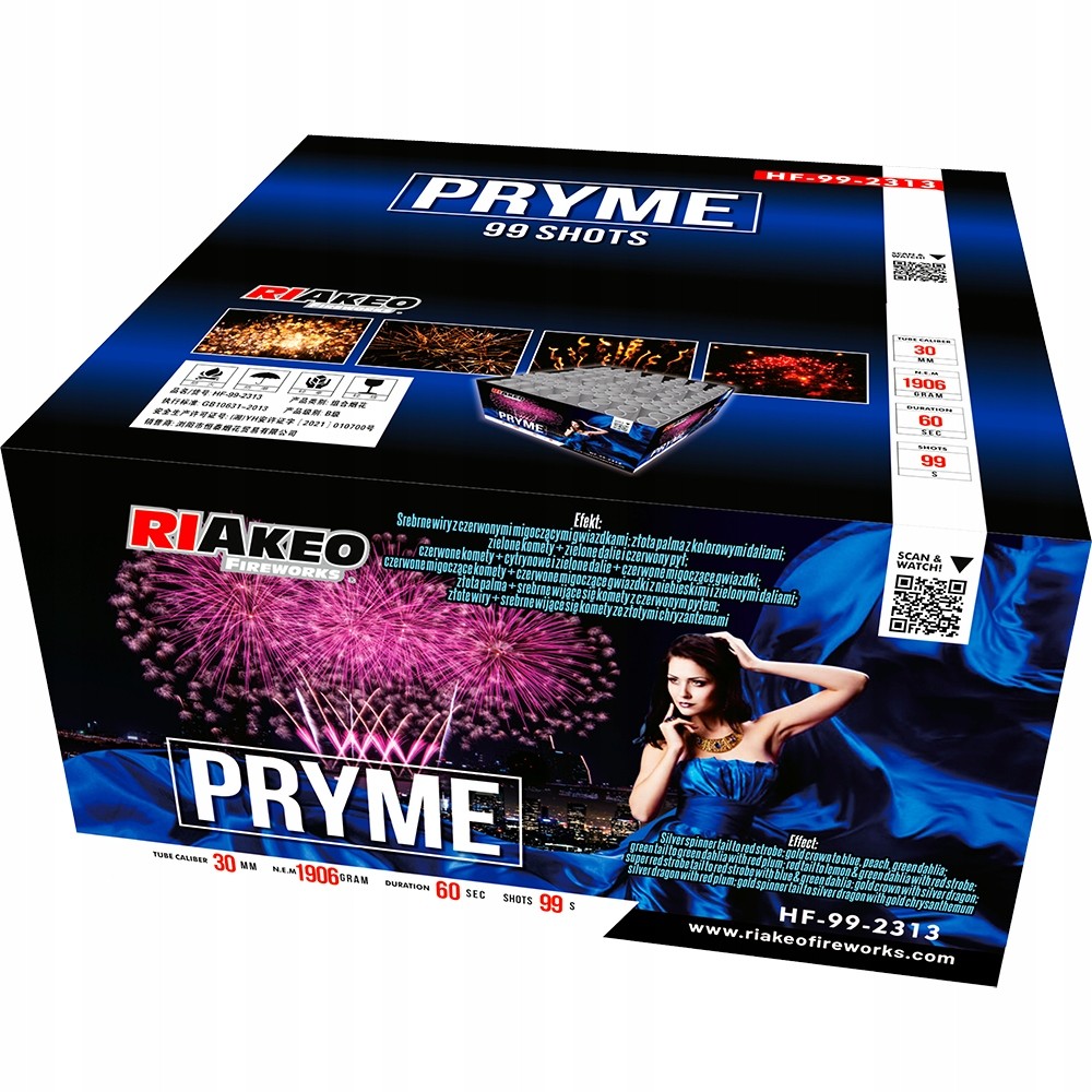 Fajerwerki Wyrzutnie Gotowy Pokaz Pryme HF-99-2313 99 Strzałów Riakeo