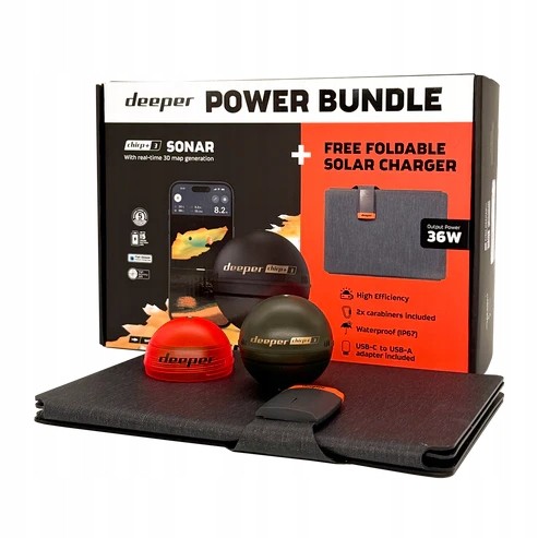 Echosonda Deeper Chirp +3 Power Bundle +solar Charger