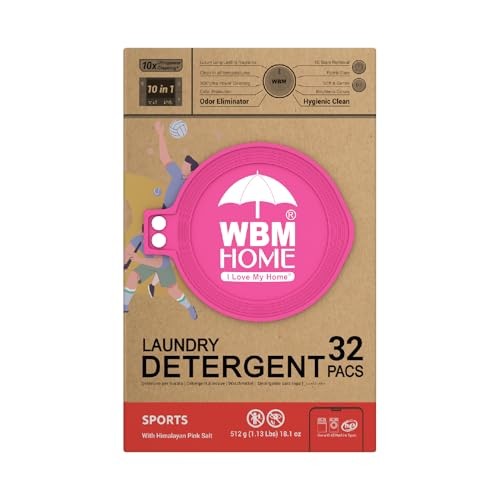 WBM Laundry Detergent Pods  Autumn Scent – 32 Pods in Recycleable Packaging for 10x Ultra Power Cleaning  Odor Defense for Activewear & Sports Shirt