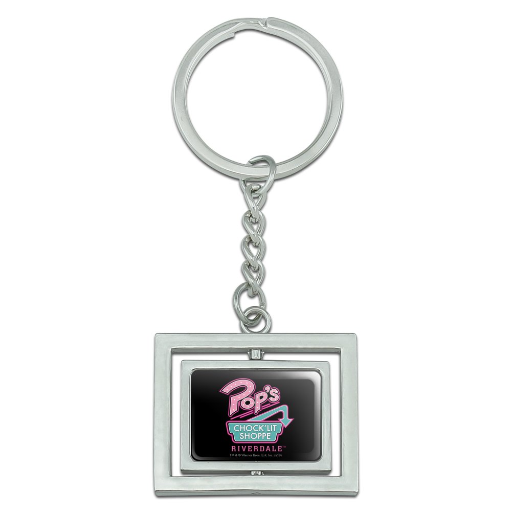 Riverdale Pops Chock Lit Shoppe Spinning Rectangle Chrome Plated Metal Keychain Key Chain Ring