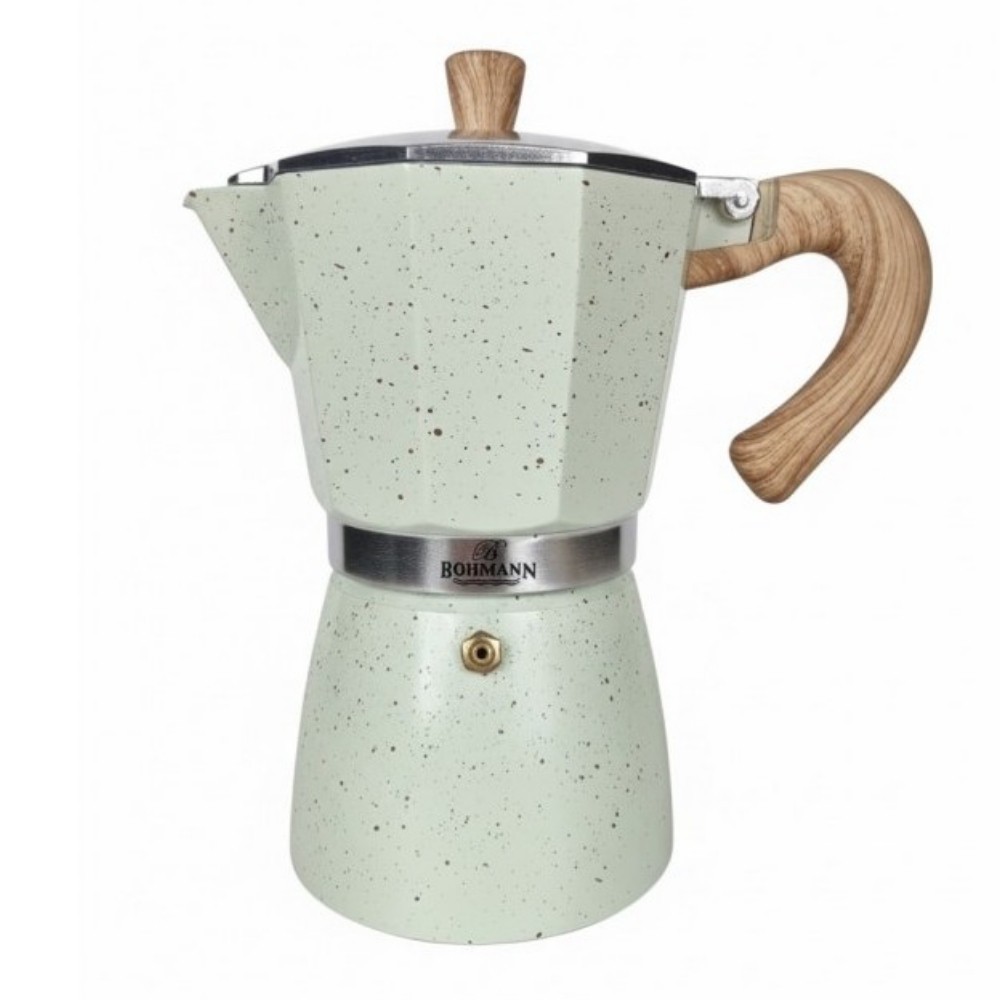 Cafetiera Moka Bohmann BH 9303, 150 Ml, 3 Cesti, Supapa De Siguranta, Aluminiu, Inductie, Bej
