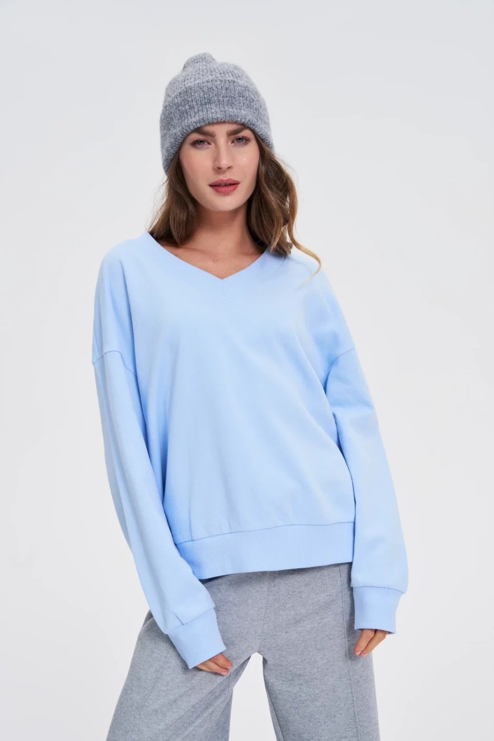 Marisse WOMEN'S SWEATSHIRT Z-BL-4807 L.BLUE thumbnail