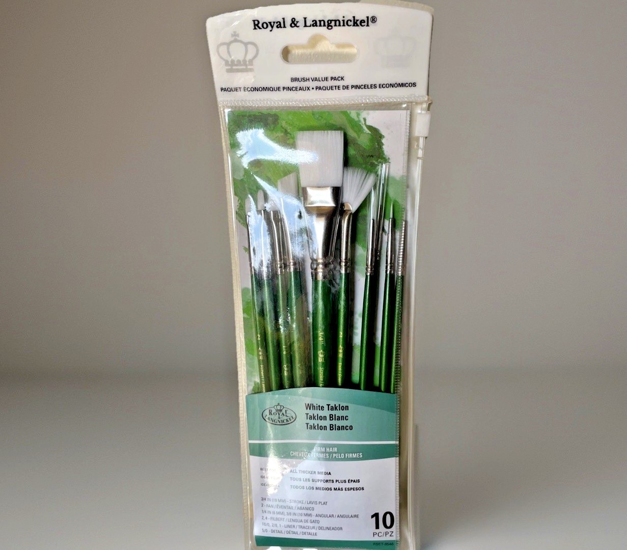 Royal & Langnickel White Taklon Paint Brush Set 10pc RSET-9546 Artist Craft NEW