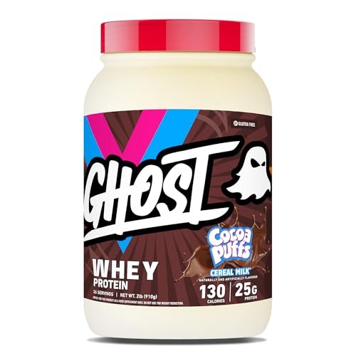 GHOST Whey Protein Powder, Cocoa Puffs Cereal Milk - 2LB, 25G of Protein - Whey Protein Isolate & Concentrate Blend - Post Workout Fitness & Nutrition