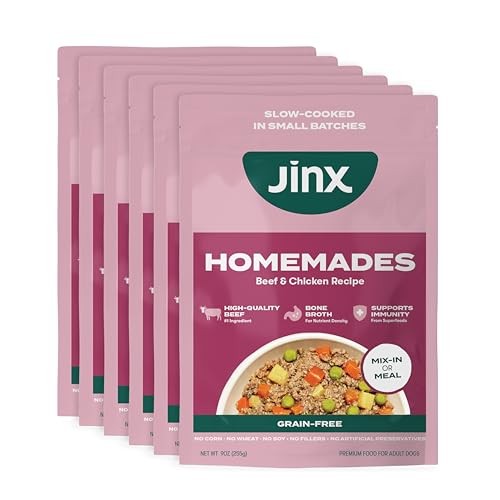 Jinx Beef & Chicken Grain Free Wet Dog Food Pouches, Meal or Dog Food Topper Mix-in, Made with Real Beef & Chicken, Bone Broth, No Fillers - Puppy, Ad