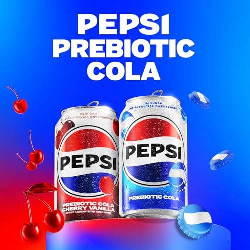 Pepsi Prebiotic Cola, 12 Fl Oz Can, 30 Calories, 5g Prebiotic Fiber, 5g Sugar, Soda Pop thumbnail