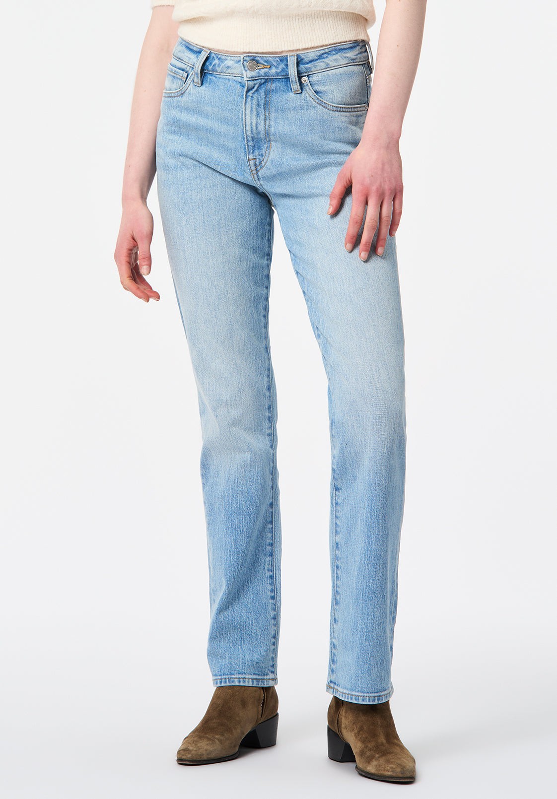 Buffalo Jeans Women's Mid Rise Straight Mary Jeans, Light Blue Sanded - Size: 33 thumbnail