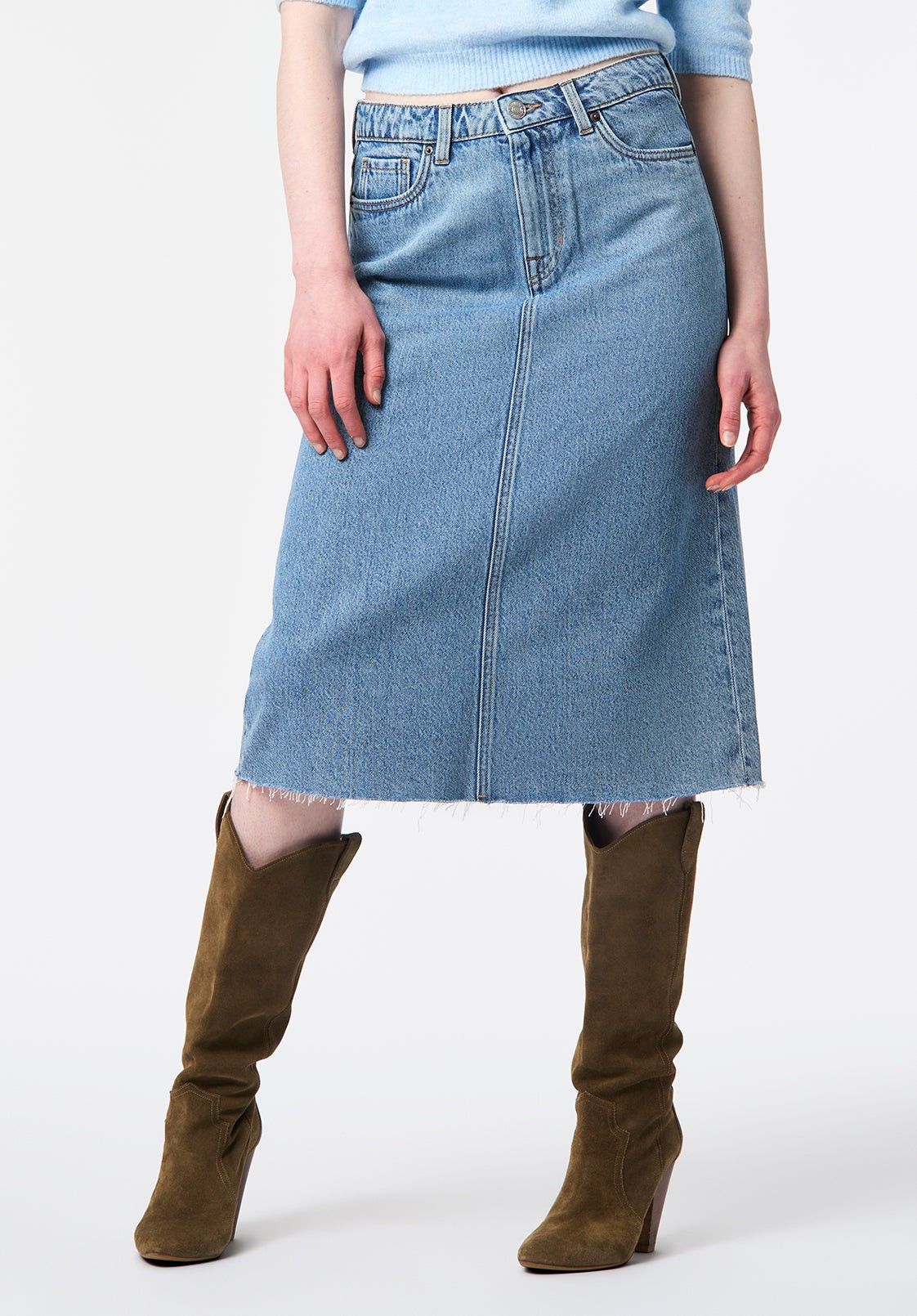 Buffalo Jeans Women's Mid Length Skirt Sally, Light Blue - Size: 33 thumbnail